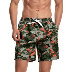 Camo Mens Swimming Trunks 7" Inseam Boardshorts with Liner Sz 28